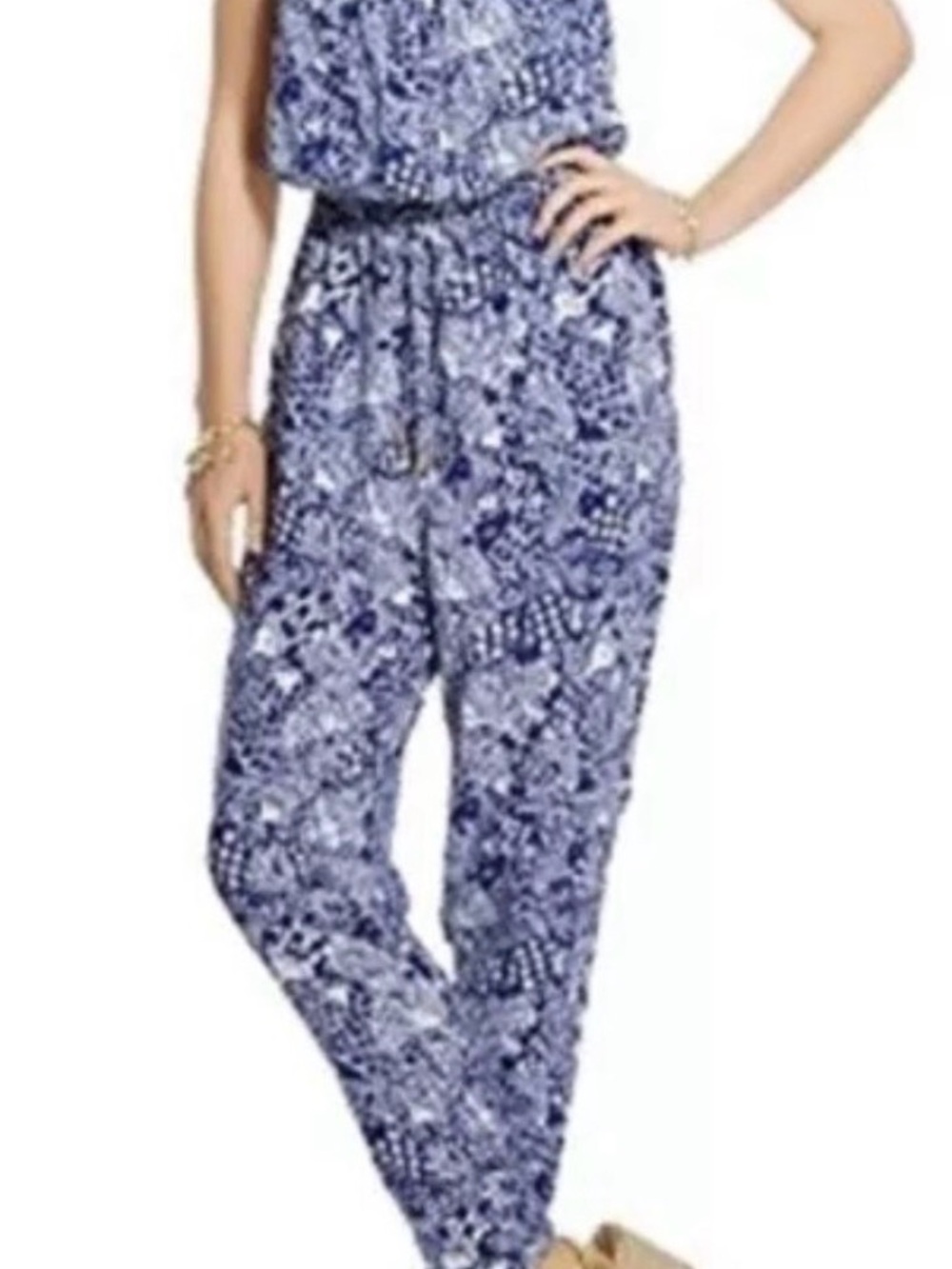 Lilly Pulitzer for Target Navy & White Printed Wide-Leg Jumpsuit Nautical - Picture 2 of 11